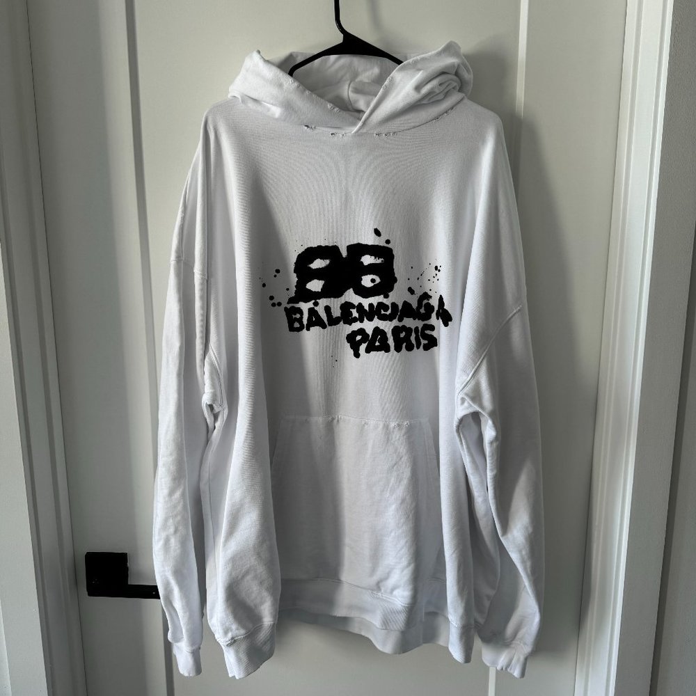 Balenciaga Hoodie HAND-DRAWN BB ICON HOODIE LARGE FIT IN WHITE